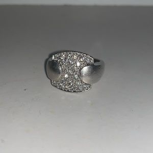 Sterling Silver 925 thick band ring with Crystals